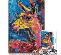 Adult Jigsaw Alpaca Graffiti Jigsaw Puzzles 1000 Pieces for Adults Teens,with Fully Interlocking Randomly Shaped Pieces for And 14 Years Old 26x38cm