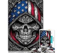 Adult Jigsaw American Flag Skull Jigsaw Puzzles for Adults 1000 Pieces,Toys Educational Games Stress Relieving Great Gifts And Toys 26x38cm
