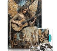 Adult Jigsaw Angel Playing Guitar Oil Painting 1000 Piece Jigsaw Puzzle for Adults And Teenagers,for Educational Game Challenge Toy Artists Collection, Fine Art 50x75cm