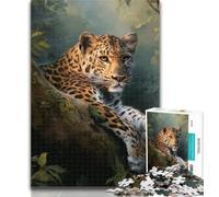 Adult Jigsaw Animal Cheetah Jigsaws 1000 Pieces for Adults,with Fully Interlocking Randomly Shaped Pieces for And 14 Years Old 26x38cm