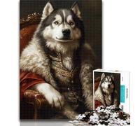 Adult Jigsaw Animal Husky 1000 Piece Jigsaw Puzzles for Adults Gifts,Toys Educational Games Stress Relieving Wishlist with Santa Claus 26x38cm
