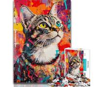 Adult Jigsaw Artistic Cat Oil Painting 1000 Pieces Jigsaw Puzzle For Adults Teens,for Age 14+ Impossible Game Best Gift for Adults And Teenagers 50x75cm