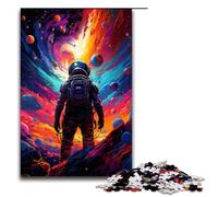 Adult Jigsaw Astronaut on Colorful Planet 1000 Piece Puzzle Wooden Puzzle for Adults & Kids Age 12 Up Educational Toy 1000 PCS(75x50cm)