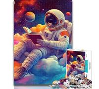 Adult Jigsaw Astronaut Reading 1000 Piece Jigsaw Puzzles for Teenagers Gifts,Toys Educational Games Stress Relieving Enhance Love between Couples 50x75cm