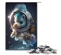 Adult Jigsaw Astronaut Space Pony Horse 1000 Piece Puzzle Wooden Puzzle for Adults & Kids Age 14 Up Educational Toy (75x50cm)