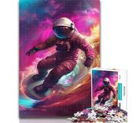Adult Jigsaw Astronaut Space Surfing 1000 Pieces Jigsaw Puzzle For Adults Teens,Staycation Kill Time Enhance Love between Couples 50x75cm