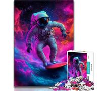 Adult Jigsaw Astronaut Surfing 1000 Piece Jigsaw Puzzles for Teenagers Gifts,Educational Game Challenge Toy for Women And Men (50x75cm)