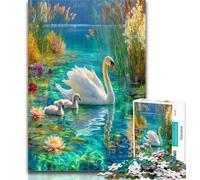 Adult Jigsaw Autumn Swans Jigsaw Puzzles 1000 Pieces for Adults Teens,Toys Educational Games Stress Relieving Artists Collection, Fine Art 26x38cm