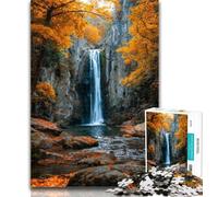 Adult Jigsaw Autumn Waterfall Landscape 1000 Piece Jigsaw Puzzle for Adults And Teenagers,Vibrant And Unique Design Relaxing & Challenging Puzzle Experience 50x75cm