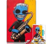 Adult Jigsaw Basquiat-style Guitarist Jigsaw Puzzles for Adults 1000,Wall Decoration Unique Birthday And Xmas Gifts Suitable for And 14 26x38cm