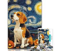 Adult Jigsaw Beagle at Night 1000 Piece Jigsaw Puzzle for Adults And Teenagers,Vibrant And Unique Design Relaxing & Challenging Puzzle Experience 26x38cm