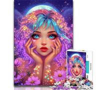 Adult Jigsaw Beautiful Anime Girl Jigsaws 1000 Pieces for Teenagers,Stress Reliever Difficult Challenge Enhance Love between Couples (26x38cm)