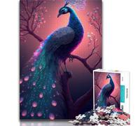 Adult Jigsaw Beautiful Peacock Glow Jigsaw Puzzles for Adults 1000 Pieces,Vibrant And Unique Design Relaxing & Challenging Puzzle Experience (38x26cm)