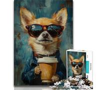 Adult Jigsaw Beer Drinking Chihuahua Jigsaw Puzzles for Teenagers 1000 Piece,Birthday Gift Idea for Adults, Family Game And Hobby (38x26cm)