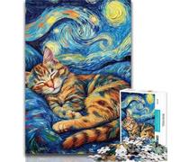 Adult Jigsaw Black Cat Sleeping in The Night Sky 1000 Pieces Jigsaw Puzzle for Adults& Teens,Toys Educational Games Stress Relieving Unique Home Decor And Gifts 26x38cm