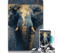 Adult Jigsaw Black Gold Elephant 1000 Piece Jigsaw Puzzle for Adults And Teenagers,Vibrant And Unique Design Relaxing & Challenging Puzzle Experience 50x75cm