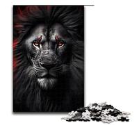 Adult Jigsaw Black Wild Angry Lion 1000 Piece Puzzle Wooden Puzzle for Adults & Kids Age 14 Up Educational Toy (75x50cm)