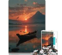 Adult Jigsaw Boat at Sunset 1000 Piece Jigsaw Puzzle for Adults Teens,Toys Educational Games Stress Relieving Parent-child Interaction 50x75cm