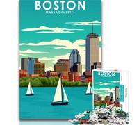 Adult Jigsaw Boston Massachusetts Jigsaw Puzzle 1000 Pieces for Teenagers,Challenging Game And Family Play Parent-child Interaction 75x50cm