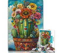 Adult Jigsaw Cactus in A Vase 1000 Pieces Jigsaw Puzzles for Adults And Teens,Classic Educational Games Beautiful Decoration 50x75cm