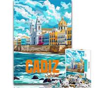 Adult Jigsaw Cadiz Spain Travel Jigsaw Puzzle 1000 Pieces for Teenagers,Challenging Game And Family Play Parent-child Interaction 26x38cm