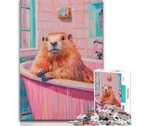 Adult Jigsaw Capibara in The Bathroom 1000 Piece Jigsaw Puzzles for Teenagers,Decompressing Intellectual Educational Toy Birthday Present, Gifts 50x75cm
