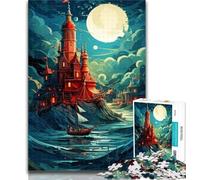 Adult Jigsaw Castle on The Sea Jigsaws 1000 Pieces for Teenagers,Stress Reliever Difficult Challenge Enhance Love between Couples 50x75cm