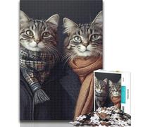 Adult Jigsaw Cat Couple Jigsaw Puzzles for Adults 1000,Family Game Stress Reliever Difficult Challenge Secret Santa Gifts 26x38cm