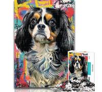Adult Jigsaw Cavalier King Charles Spaniel Dog 1000 Pieces Jigsaw Puzzles for Adults And Teens,Classic Educational Games Beautiful Decoration 26x38cm