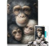 Adult Jigsaw Chimpanzee Family 1000 Piece Jigsaw Puzzles for Teenagers,Decompressing Intellectual Educational Toy Birthday Present, Gifts 50x75cm