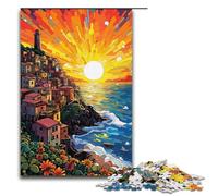 Adult Jigsaw Cinque_Terre_colorful 1000 Piece Puzzle Wooden Puzzle for Adults & Kids Age 12 Up Educational Toy 1000 PCS(38x26cm)