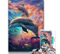 Adult Jigsaw Color Dolphins 1000 Piece Jigsaw Puzzles for Teenagers Gifts,Educational Game Challenge Toy for Women And Men 26x38cm
