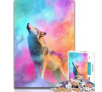 Adult Jigsaw Color Wolf Jigsaw Puzzles 1000 Pieces for Adults Teens,Toys Educational Games Stress Relieving Artists Collection, Fine Art 50x75cm