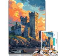 Adult Jigsaw Colored Castell Caernarfon Jigsaws Puzzles 1000 Pieces for Adults Gifts,Brain Teaser Game Wall Decoration Unique Birthday And Xmas Gifts 50x75cm