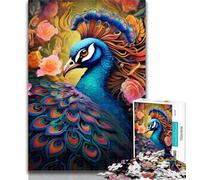 Adult Jigsaw Colorful Art Peacock 1000 Piece Jigsaw Puzzles for Adults Gifts,Toys Educational Games Stress Relieving Wishlist with Santa Claus 26x38cm