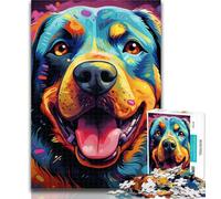 Adult Jigsaw Colorful Art Rottweiler Jigsaw Puzzles for Adults 1000 Pieces,Vibrant And Unique Design Relaxing & Challenging Puzzle Experience 75x50cm