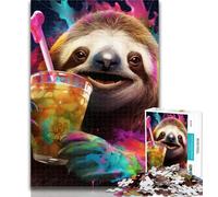 Adult Jigsaw Colorful Art Sloth Jigsaw Puzzles for Adults 1000 Pieces,Vibrant And Unique Design Relaxing & Challenging Puzzle Experience 26x38cm
