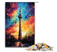 Adult Jigsaw Colorful Buildings 1000 Piece Puzzle Wooden Puzzle for Adults & Kids Age 14 Up Educational Toy 1000 PCS(75x50cm)