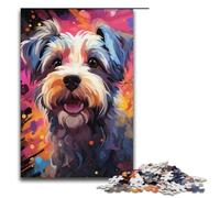 Adult Jigsaw Colorful Drawing of Terrier 1000 Piece Puzzle Paper Puzzle for Adults & Kids Age 14 Up Educational Toy 1000 PCS(38x26cm)