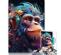 Adult Jigsaw Colorful Monkey 1000 Pieces Jigsaw Puzzles for Adults And Teens,Challenging Game And Family Play Parent-child Interaction 26x38cm