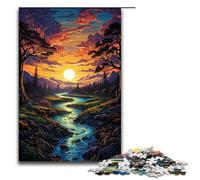 Adult Jigsaw Colorful Psychedelic Dusk And Sunset 1000 Piece Puzzle Wooden Puzzle for Adults & Kids Age 12 Up Educational Toy 1000 PCS(75x50cm)