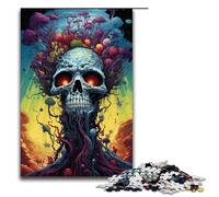 Adult Jigsaw Colorful Psychedelic Evil Skull 1000 Piece Puzzle Wooden Puzzle for Adults & Kids Age 12 Up Educational Toy 1000 PCS(75x50cm)