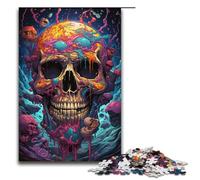 Adult Jigsaw Colorful Psychedelic Evil Skull 1000 Piece Puzzle Wooden Puzzle for Adults & Kids Age 12 Up Educational Toy 1000 PCS(38x26cm)