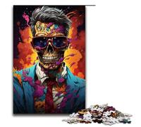 Adult Jigsaw Colorful Psychedelic Gangster Zombies 1000 Piece Puzzle Wooden Puzzle for Adults & Kids Age 12 Up Educational Toy 1000 PCS(75x50cm)