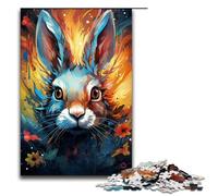 Adult Jigsaw Colorful Psychedelic Rabbit 1000 Piece Puzzle Wooden Puzzle for Adults & Kids Age 12 Up Educational Toy 1000 PCS(75x50cm)