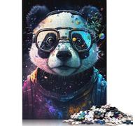 Adult Jigsaw Cosmic Panda with Glasses Jigsaw Puzzles 1000 Piece Creative Wooden Puzzle Toys Decompression Games Gifts 1000pcs (75x50cm)