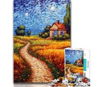 Adult Jigsaw Countryside Under The Night Sky Jigsaw Puzzles for Teenagers 1000 Piece,Educational Game for Birthday, Chrismas for And 14 Years Old 26x38cm