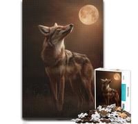 Adult Jigsaw Coyote Howling at The Moon 1000pcs (38x26cm) | Enjoy a adult puzzle challenge around the table for shared leisure.