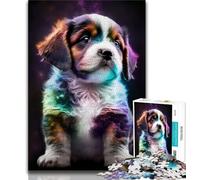 Adult Jigsaw Cute Universe Puppy 1000 Piece Jigsaw Puzzles for Adults Gifts,Toys Educational Games Stress Relieving Wishlist with Santa Claus (50x75cm)