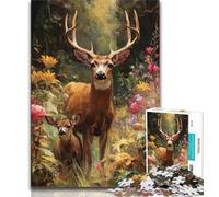 Adult Jigsaw Deer in The Jungle Jigsaw Puzzles for Adults 1000,Wall Decoration Unique Birthday And Xmas Gifts Suitable for And 14 (26x38cm)